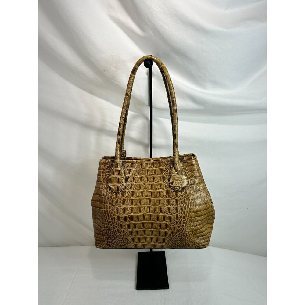 BRAHMIN Women's Finley Carryall Pecan Melbourne Embossed Leather Satchel Bag - Picture 2 of 16